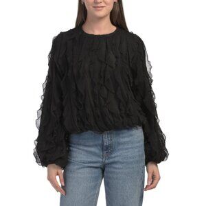 SUNDAY EDITION Black Ruffle Long Sleeve Top
